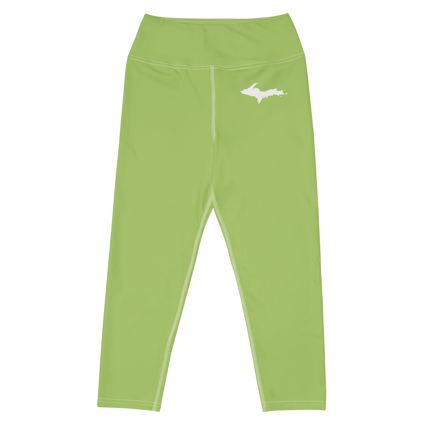 Michigan Upper Peninsula Yoga Capri Leggings (w/ UP Outline) | Gooseberry Green