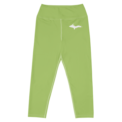 Michigan Upper Peninsula Yoga Capri Leggings (w/ UP Outline) | Gooseberry Green