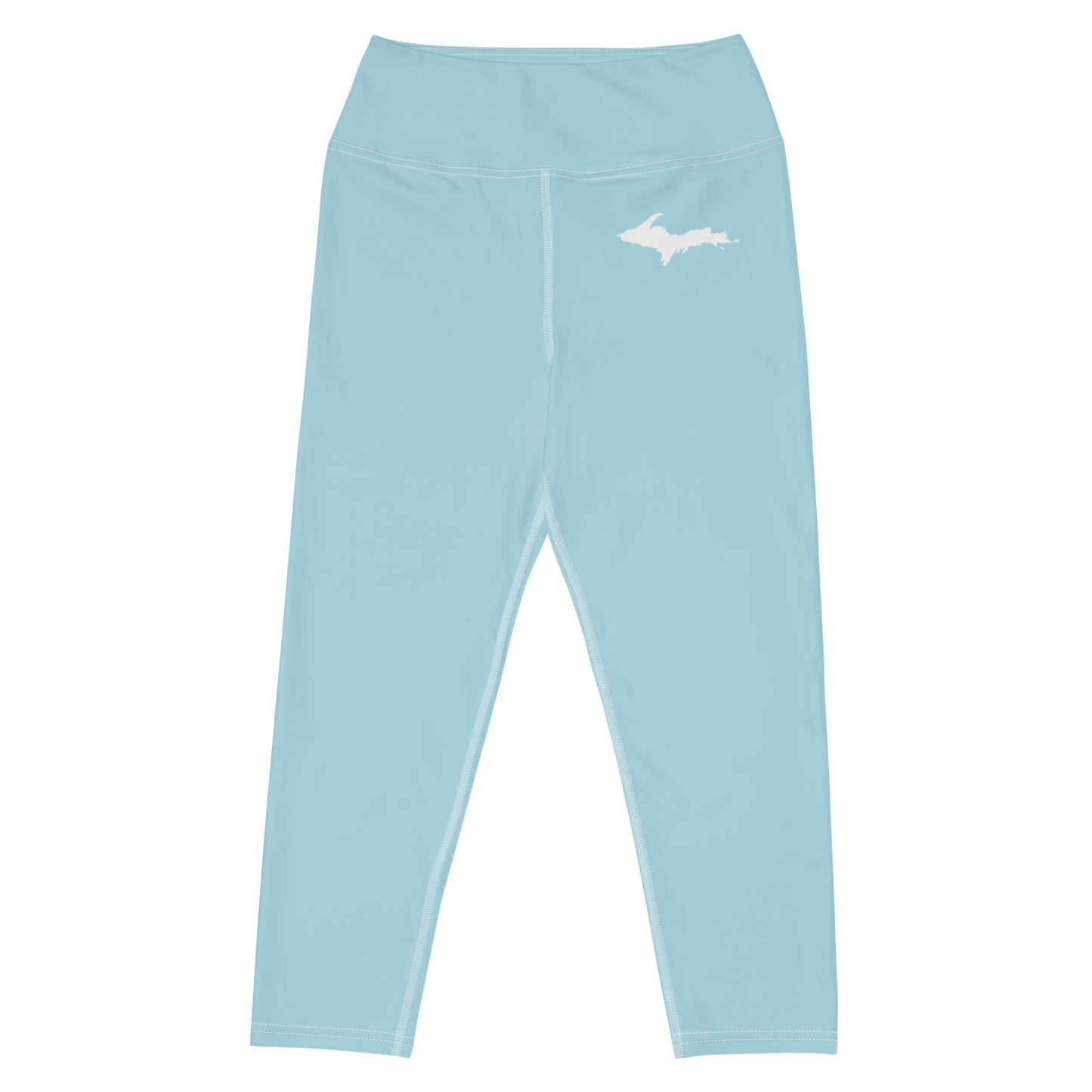 Michigan Upper Peninsula Yoga Capri Leggings (w/ UP Outline) | '58 Caddie Blue