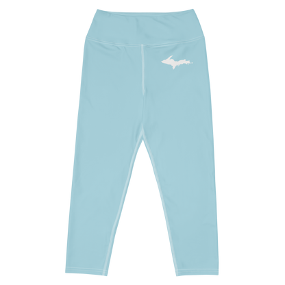 Michigan Upper Peninsula Yoga Capri Leggings (w/ UP Outline) | '58 Caddie Blue