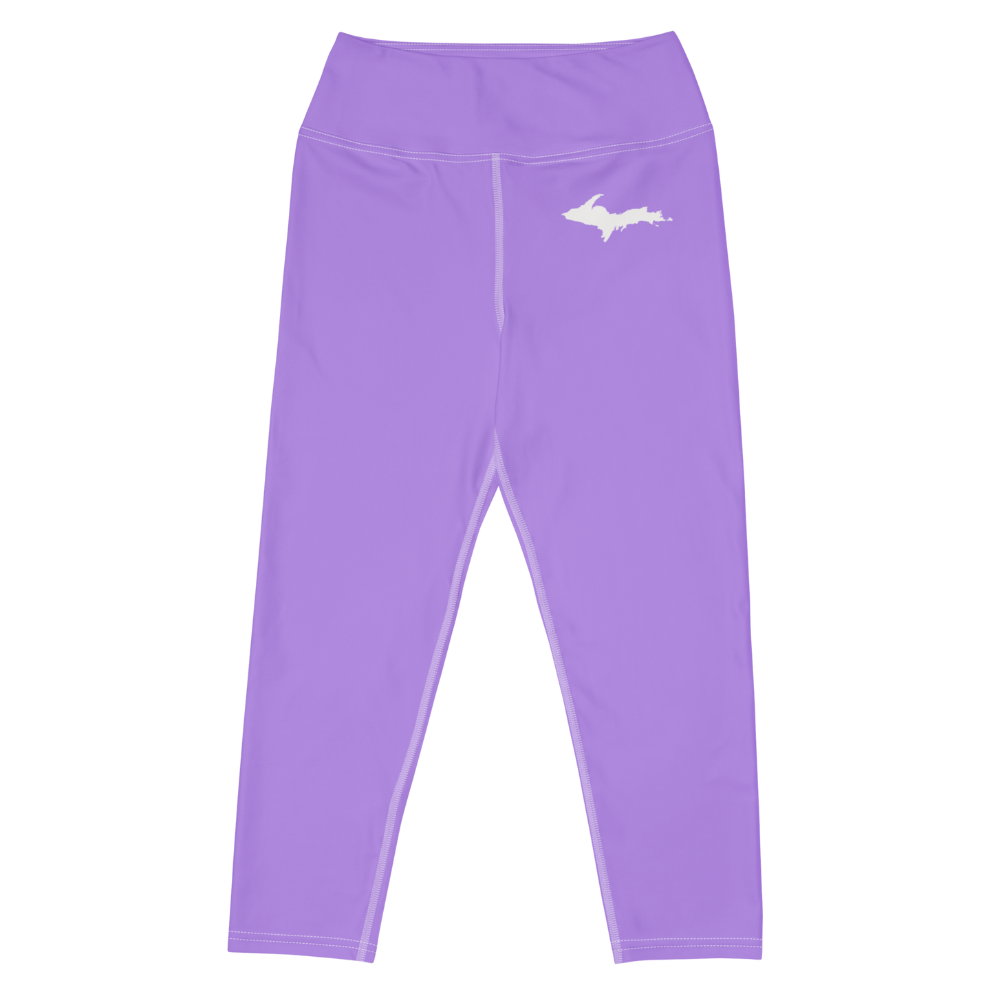 Michigan Upper Peninsula Yoga Capri Leggings (w/ UP Outline) | Lavender