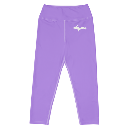 Michigan Upper Peninsula Yoga Capri Leggings (w/ UP Outline) | Lavender