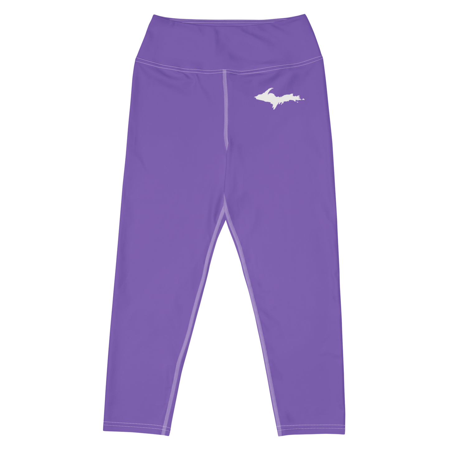 Michigan Upper Peninsula Yoga Capri Leggings (w/ UP Outline) | Lake Iris