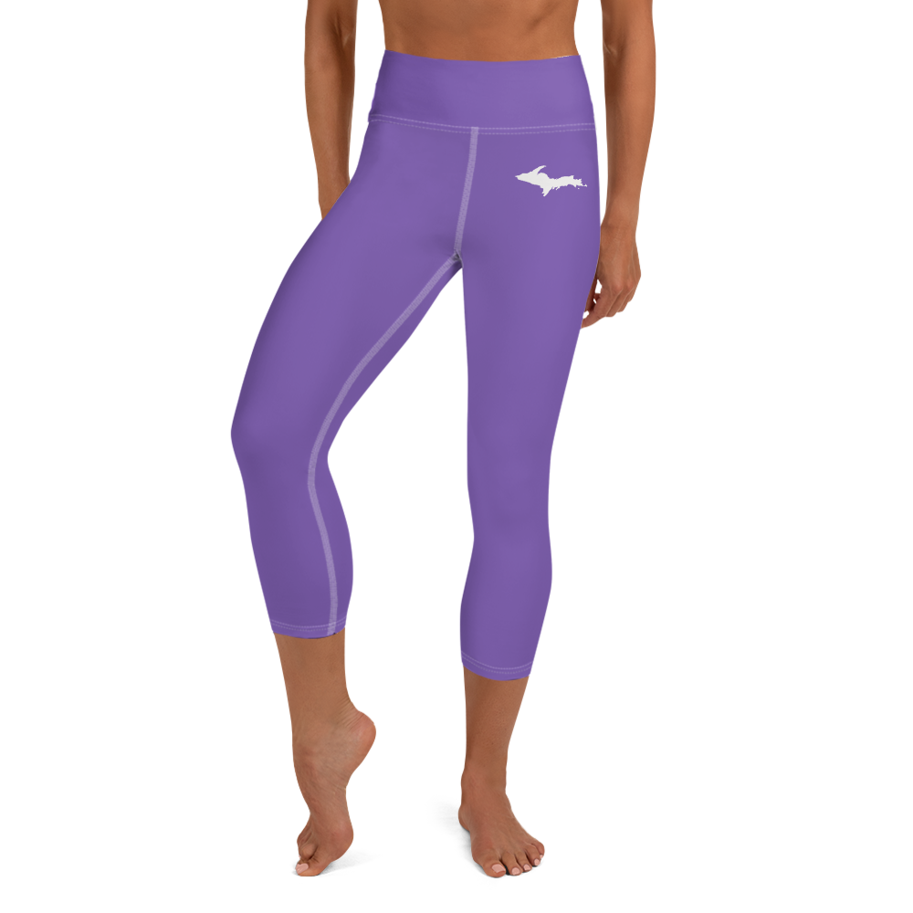 Michigan Upper Peninsula Yoga Capri Leggings (w/ UP Outline) | Lake Iris