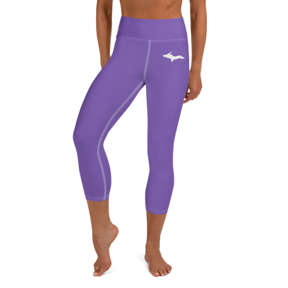 Michigan Upper Peninsula Yoga Capri Leggings (w/ UP Outline) | Lake Iris