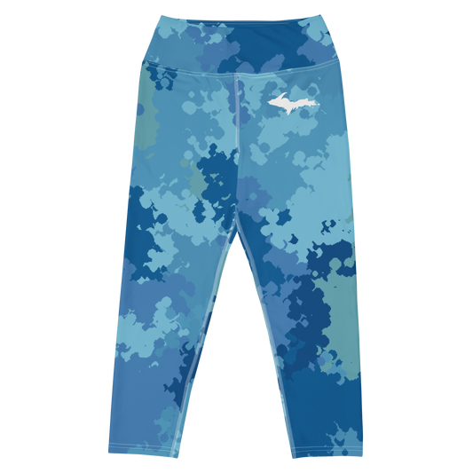 Michigan Upper Peninsula Yoga Capri Leggings (w/ UP Outline) | Great Lakes Camo