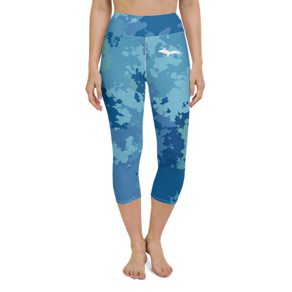 Michigan Upper Peninsula Yoga Capri Leggings (w/ UP Outline) | Great Lakes Camo