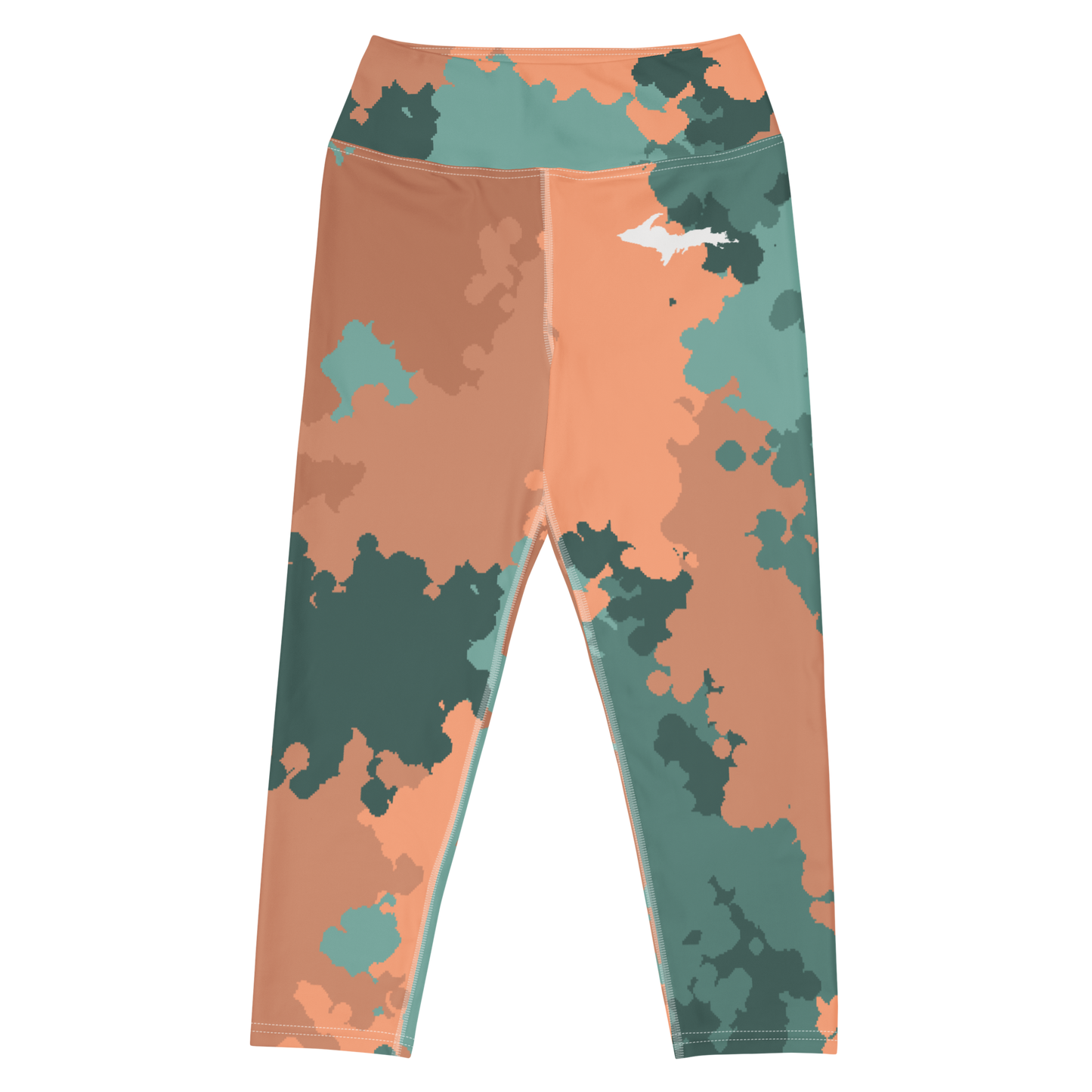 Michigan Upper Peninsula Yoga Capri Leggings (w/ UP Outline) | Copper Country Camo