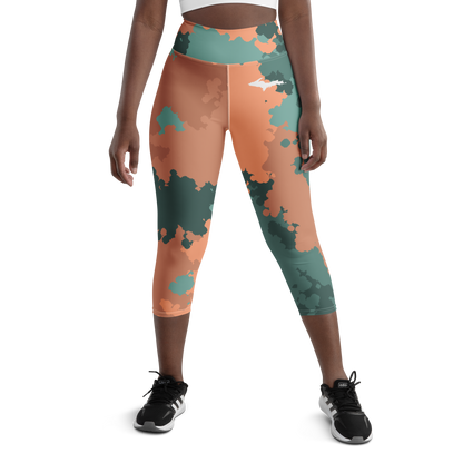 Michigan Upper Peninsula Yoga Capri Leggings (w/ UP Outline) | Copper Country Camo