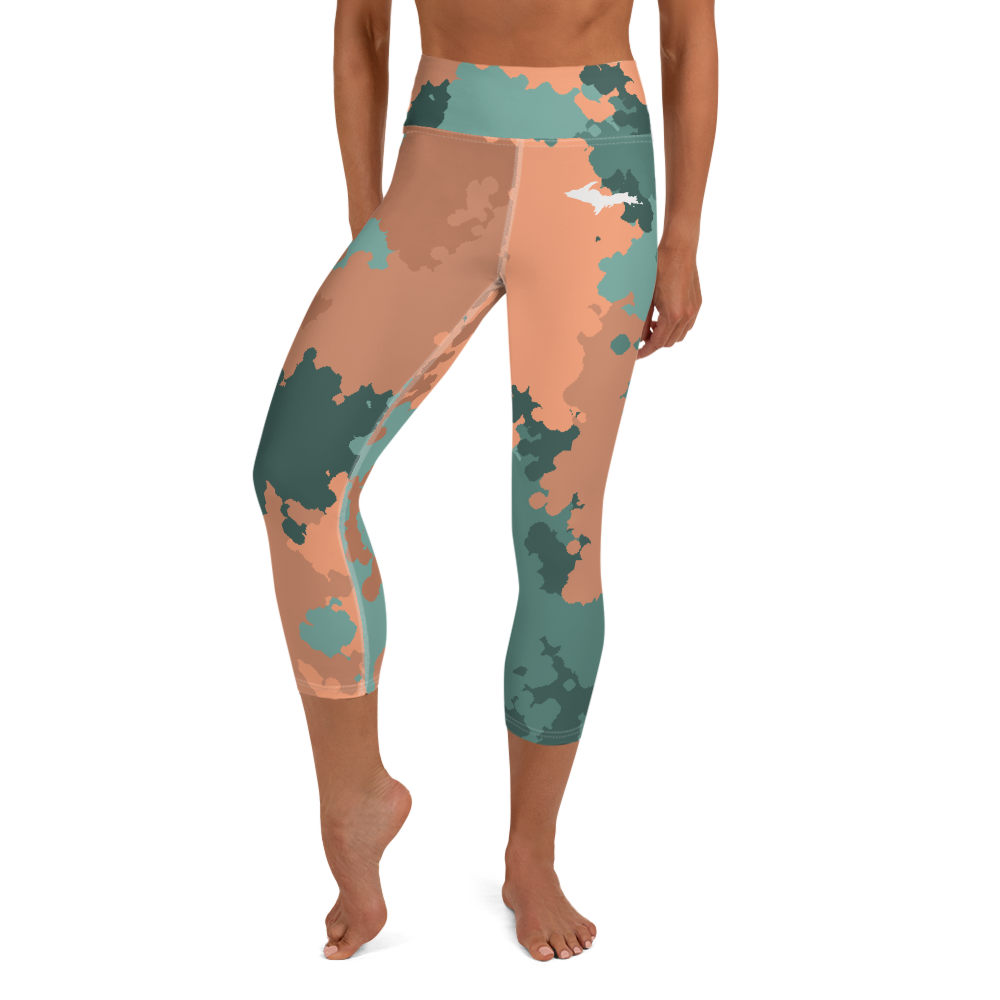 Michigan Upper Peninsula Yoga Capri Leggings (w/ UP Outline) | Copper Country Camo