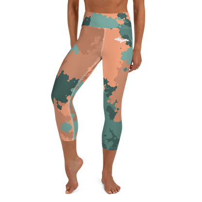 Michigan Upper Peninsula Yoga Capri Leggings (w/ UP Outline) | Copper Country Camo