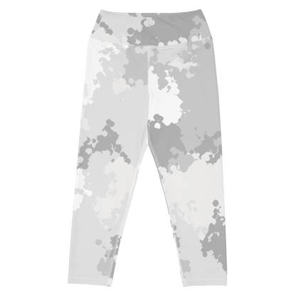 Michigan Upper Peninsula Yoga Capri Leggings (w/ UP Outline) | Snow Camo