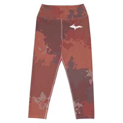 Michigan Upper Peninsula Yoga Capri Leggings (w/ UP Outline) | Ore Dock Camo