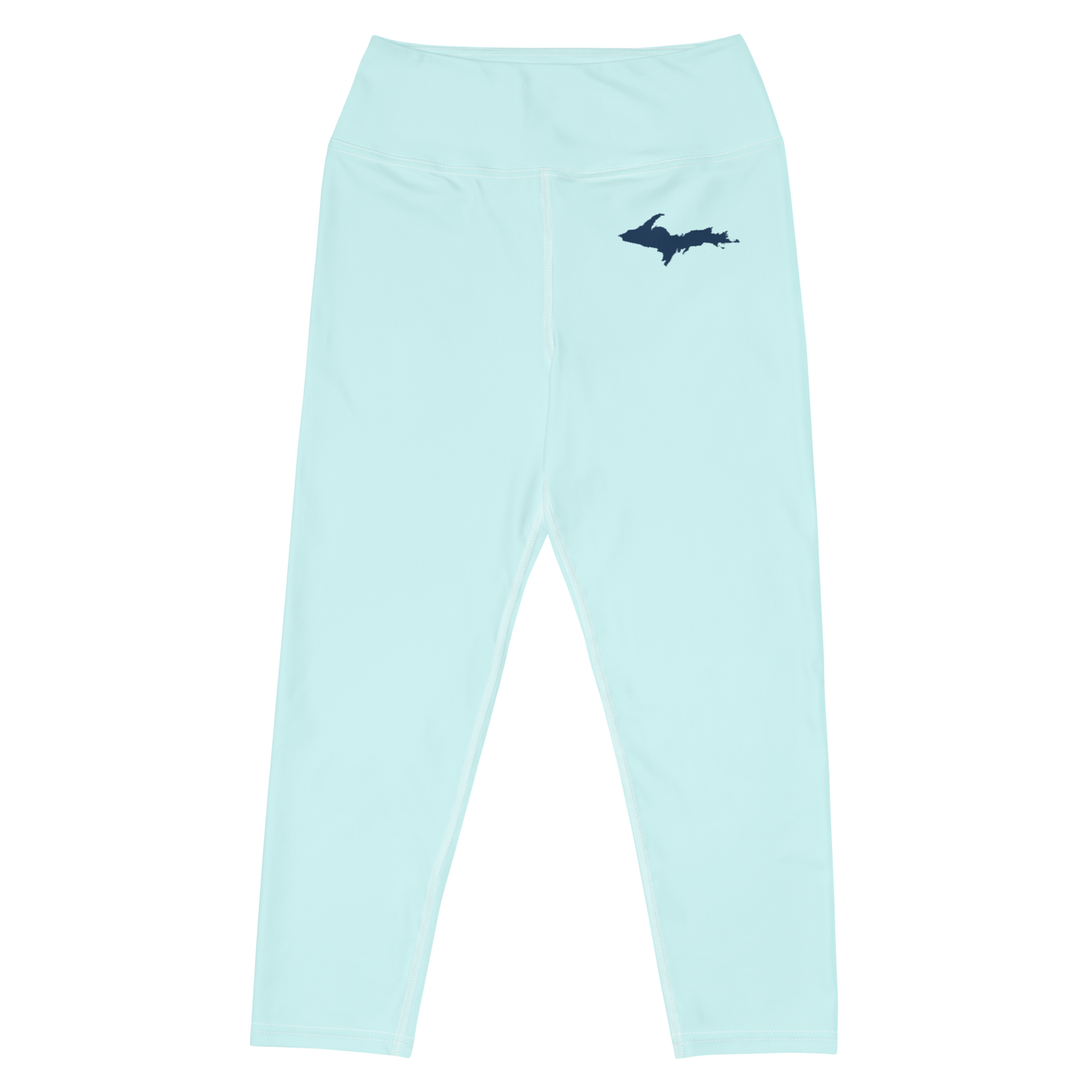 Michigan Upper Peninsula Yoga Capri Leggings (w/ UP Outline) | Cyan