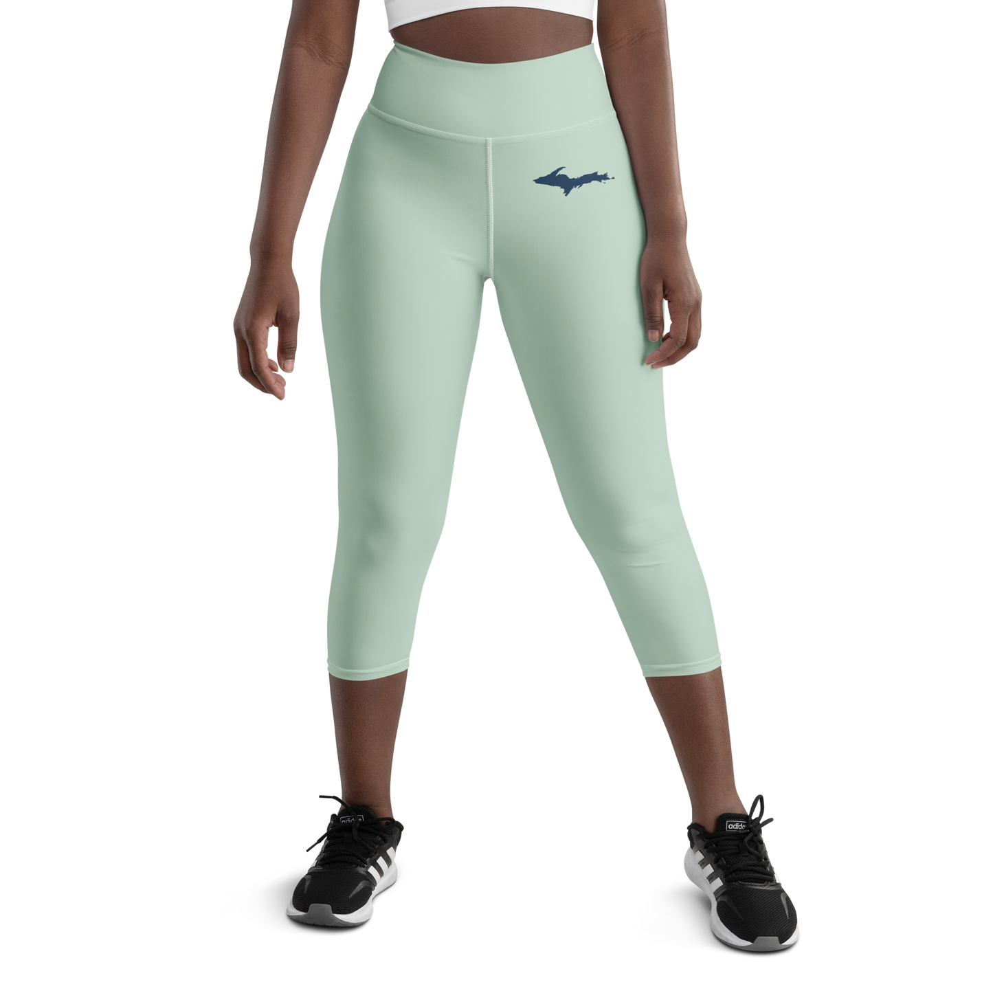 Michigan Upper Peninsula Yoga Capri Leggings (w/ UP Outline) | Edgewater