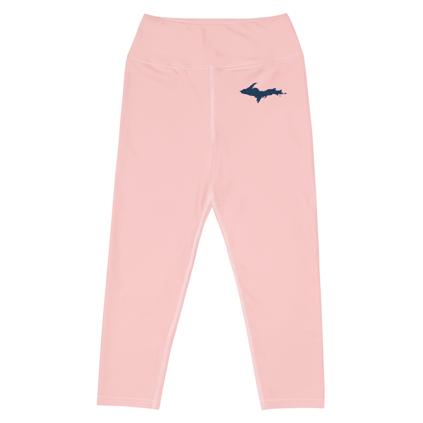 Michigan Upper Peninsula Yoga Capri Leggings (w/ UP Outline) | Cosmos Pink