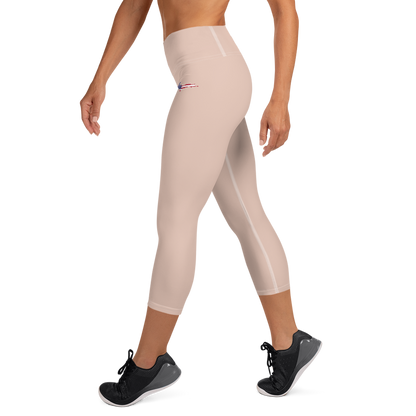 Michigan Upper Peninsula Yoga Capri Leggings (w/ UP USA Flag) | Rose Gold