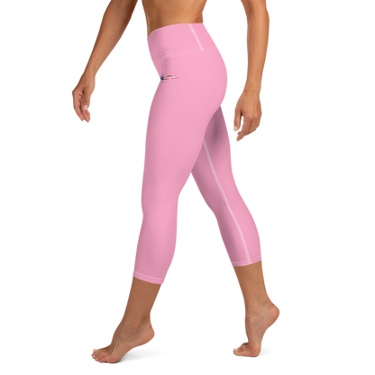 Michigan Upper Peninsula Yoga Capri Leggings (w/ UP USA Flag) | '67 Caddie Pink