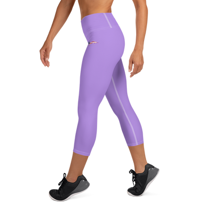 Michigan Upper Peninsula Yoga Capri Leggings (w/ UP USA Flag) | Lavender