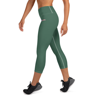 Michigan Upper Peninsula Yoga Capri Leggings (w/ UP USA Flag) | Ginger Ale Green