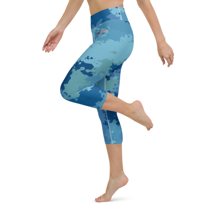 Michigan Upper Peninsula Yoga Capri Leggings (w/ UP USA Flag) | Great Lakes Camo