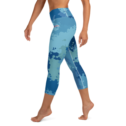 Michigan Upper Peninsula Yoga Capri Leggings (w/ UP USA Flag) | Great Lakes Camo