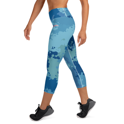 Michigan Upper Peninsula Yoga Capri Leggings (w/ UP USA Flag) | Great Lakes Camo