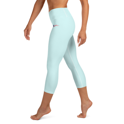 Michigan Upper Peninsula Yoga Capri Leggings (w/ UP USA Flag) | Cyan