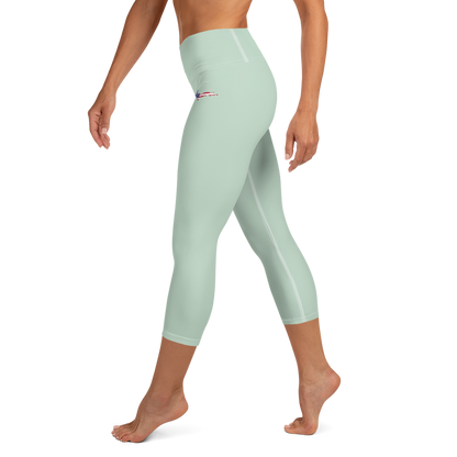 Michigan Upper Peninsula Yoga Capri Leggings (w/ UP USA Flag) | Sea Green