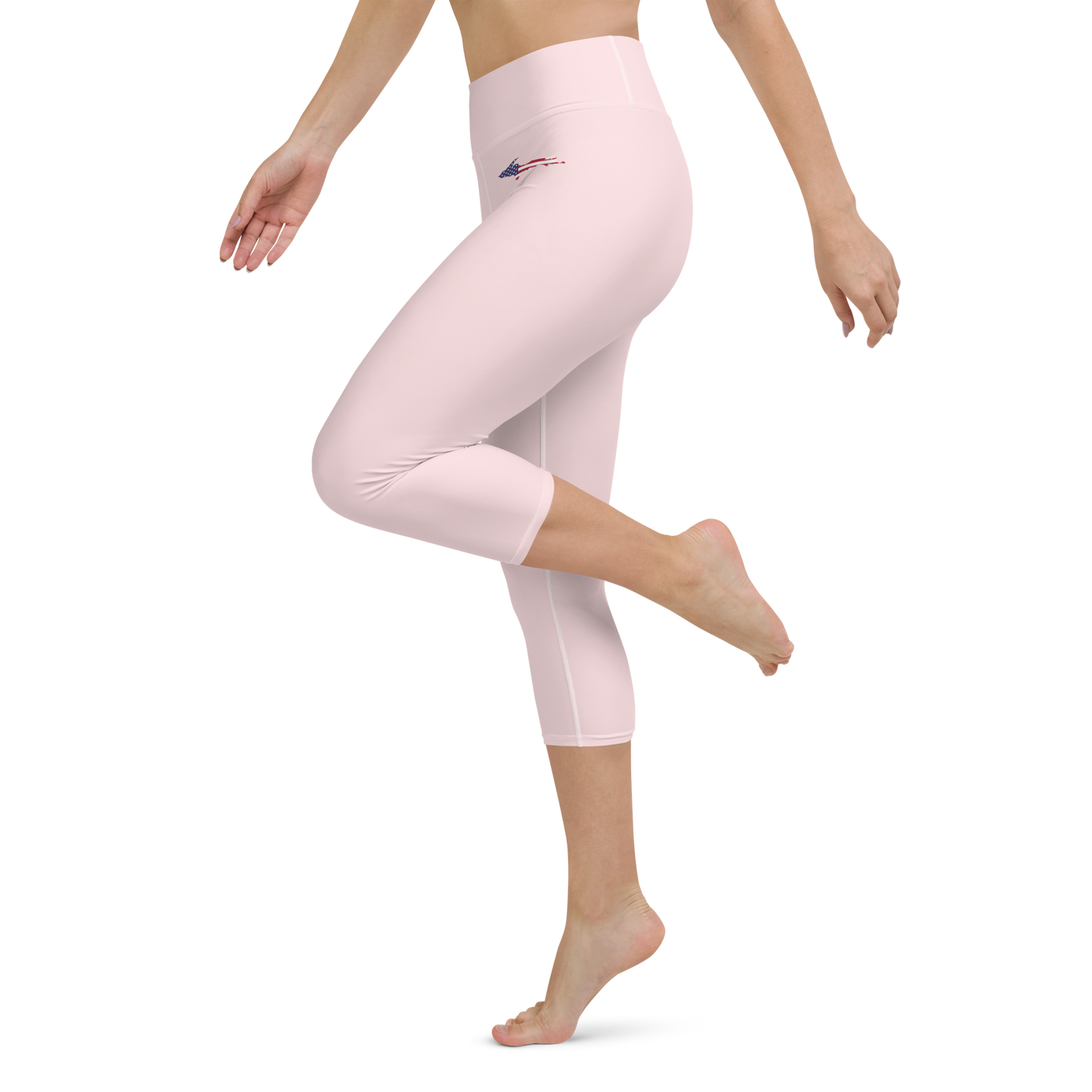 Michigan Upper Peninsula Yoga Leggings (w/ UP USA Flag) | Pale Pink