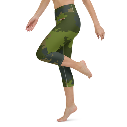 Michigan Upper Peninsula Yoga Leggings (w/ UP USA Flag) | Woodland Camo