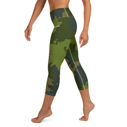 Michigan Upper Peninsula Yoga Leggings (w/ UP USA Flag) | Woodland Camo