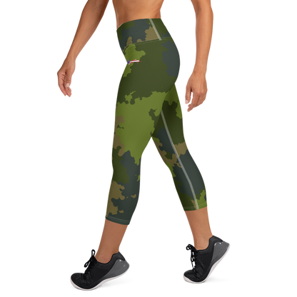 Michigan Upper Peninsula Yoga Leggings (w/ UP USA Flag) | Woodland Camo