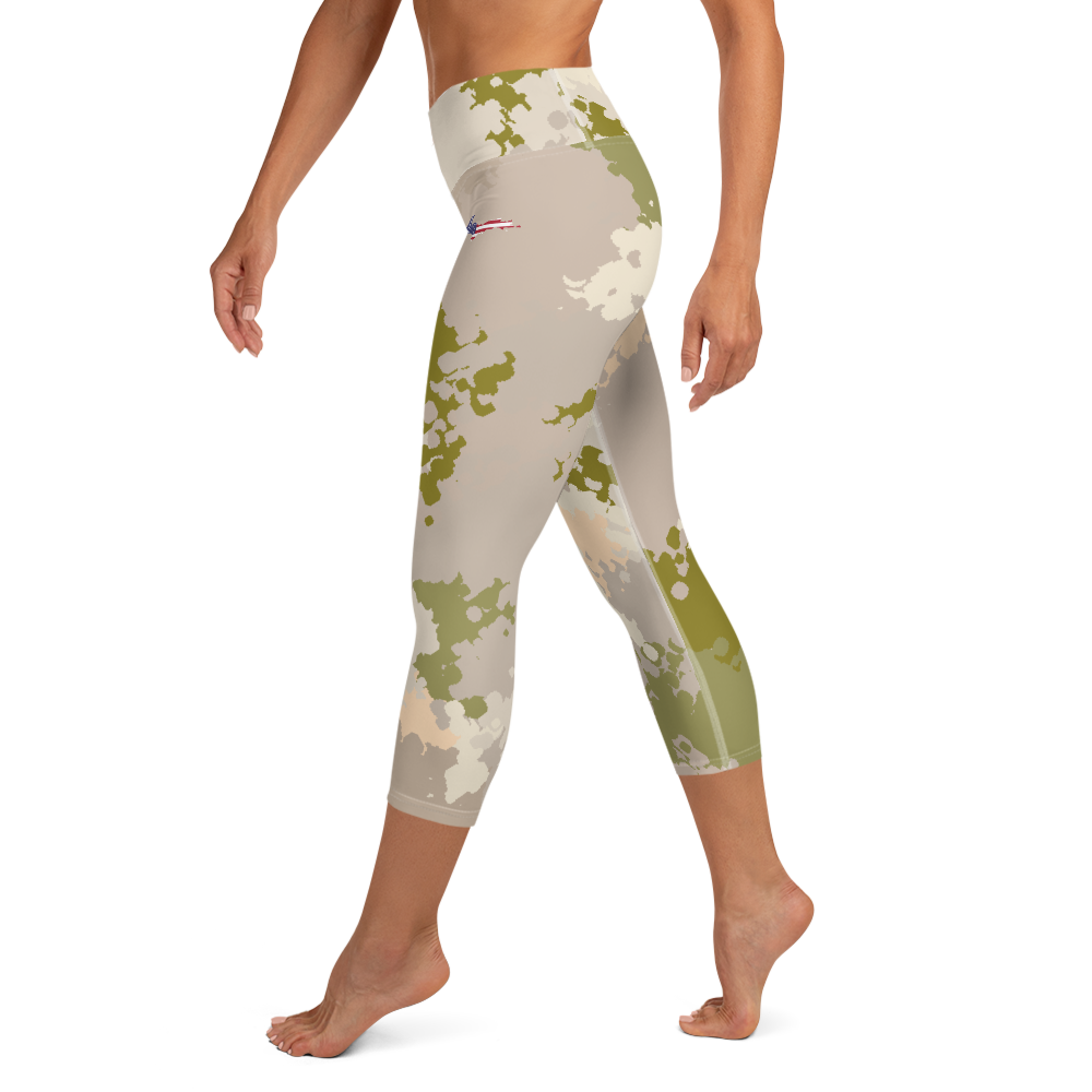 Michigan Upper Peninsula Yoga Leggings (w/ UP USA Flag) | Rosy Mound Camo