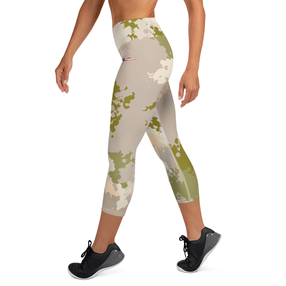 Michigan Upper Peninsula Yoga Leggings (w/ UP USA Flag) | Rosy Mound Camo