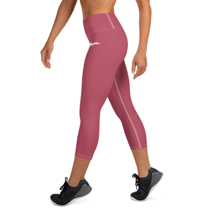 Michigan Upper Peninsula Yoga Capri Leggings (w/ UP Outline) | Popstar Pink