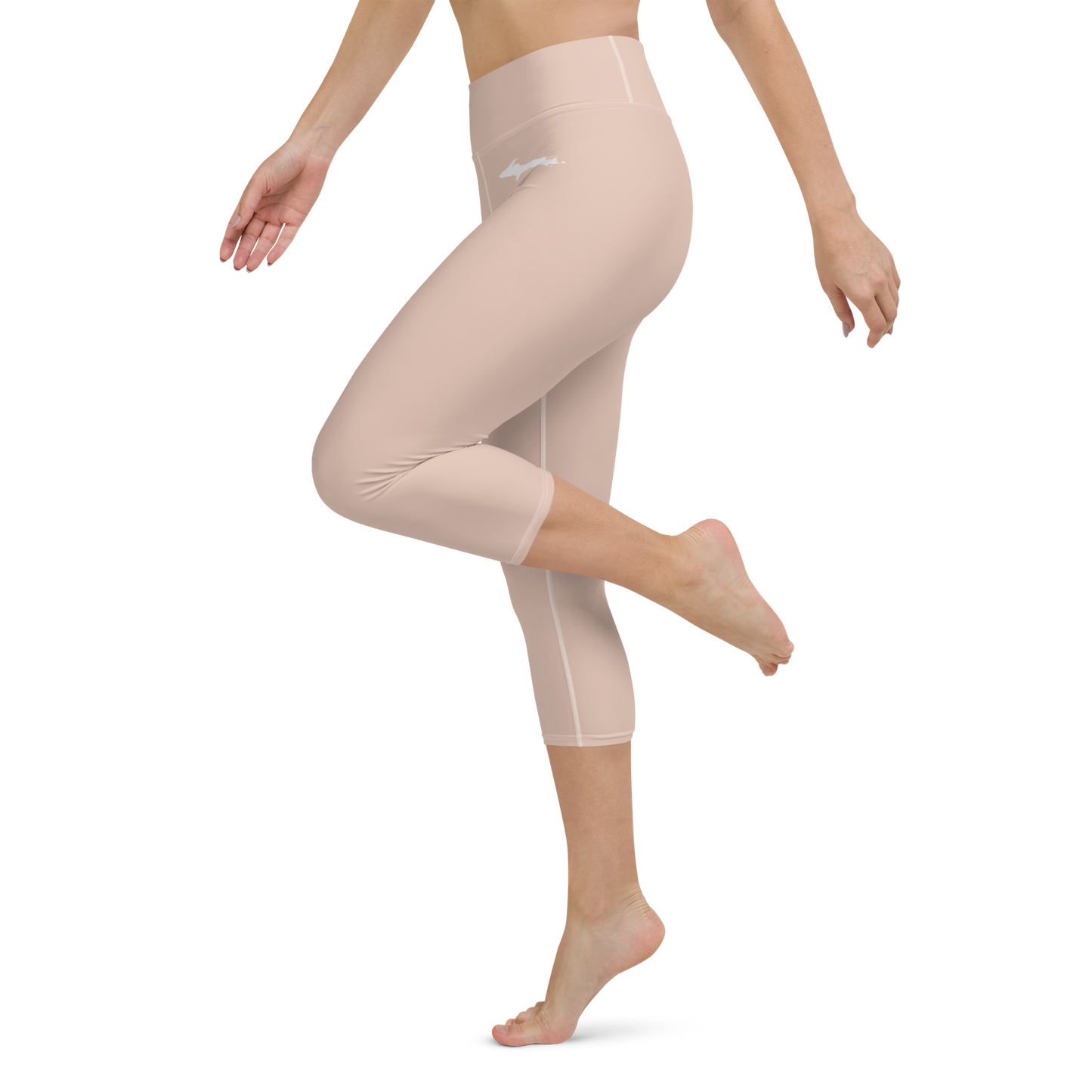 Michigan Upper Peninsula Yoga Capri Leggings (w/ UP Outline) | Rose Gold