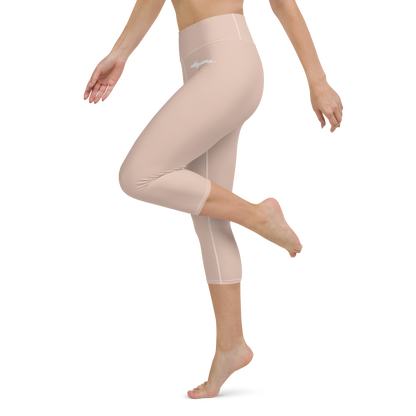 Michigan Upper Peninsula Yoga Capri Leggings (w/ UP Outline) | Rose Gold