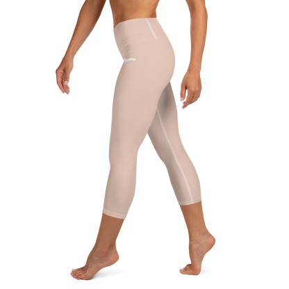 Michigan Upper Peninsula Yoga Capri Leggings (w/ UP Outline) | Rose Gold