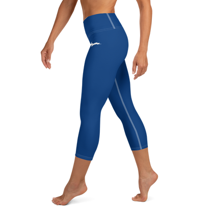 Michigan Upper Peninsula Yoga Capri Leggings (w/ UP Outline) | Dearborn Blue