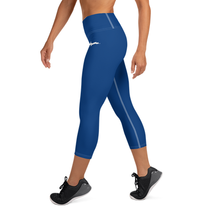 Michigan Upper Peninsula Yoga Capri Leggings (w/ UP Outline) | Dearborn Blue