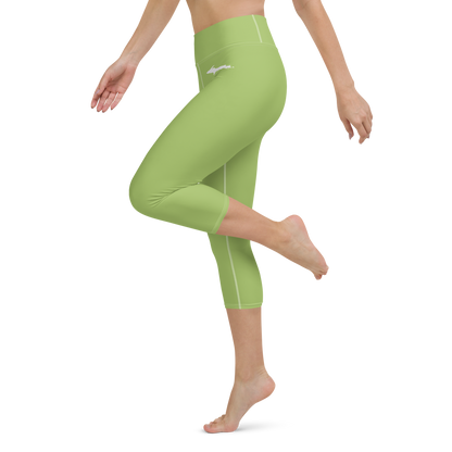 Michigan Upper Peninsula Yoga Capri Leggings (w/ UP Outline) | Gooseberry Green