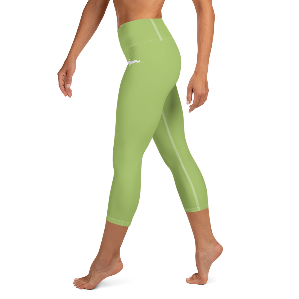 Michigan Upper Peninsula Yoga Capri Leggings (w/ UP Outline) | Gooseberry Green