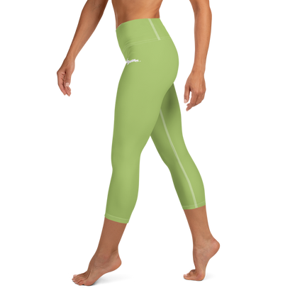 Michigan Upper Peninsula Yoga Capri Leggings (w/ UP Outline) | Gooseberry Green