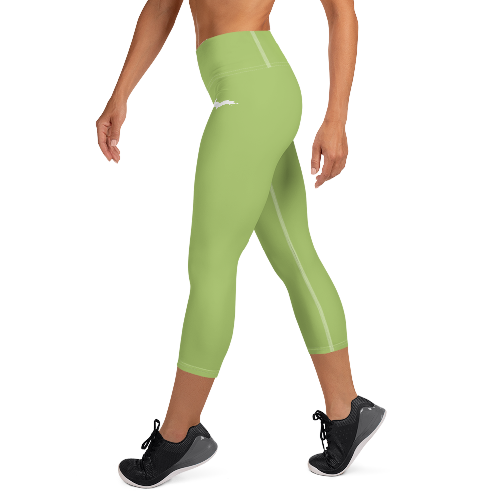 Michigan Upper Peninsula Yoga Capri Leggings (w/ UP Outline) | Gooseberry Green