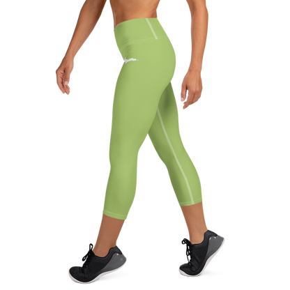 Michigan Upper Peninsula Yoga Capri Leggings (w/ UP Outline) | Gooseberry Green