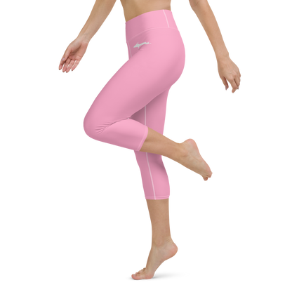 Michigan Upper Peninsula Yoga Capri Leggings (w/ UP Outline) | '67 Caddie Pink