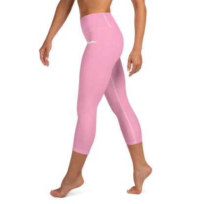 Michigan Upper Peninsula Yoga Capri Leggings (w/ UP Outline) | '67 Caddie Pink