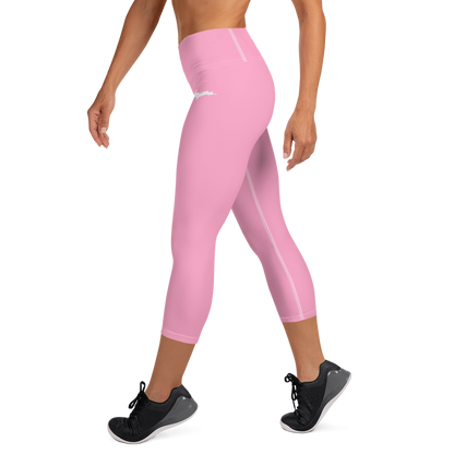 Michigan Upper Peninsula Yoga Capri Leggings (w/ UP Outline) | '67 Caddie Pink