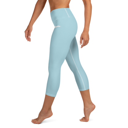 Michigan Upper Peninsula Yoga Capri Leggings (w/ UP Outline) | '58 Caddie Blue